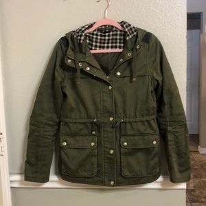 Topshop army green jacket size 4 with hood
